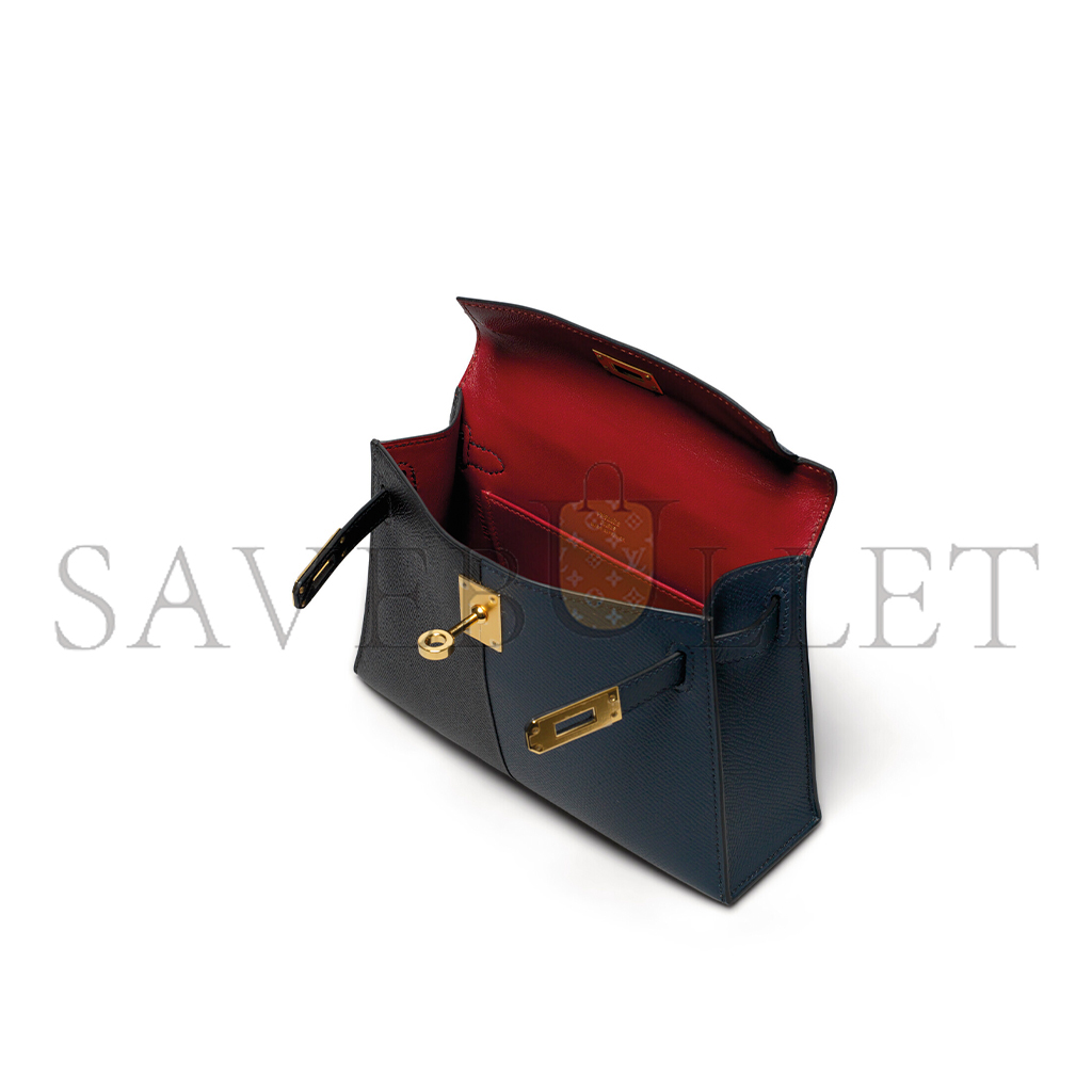 H**mes master edition bleu indigo, black & rouge grenat epsom leather mini kelly ii with gold hardware (19*12*5.5cm)